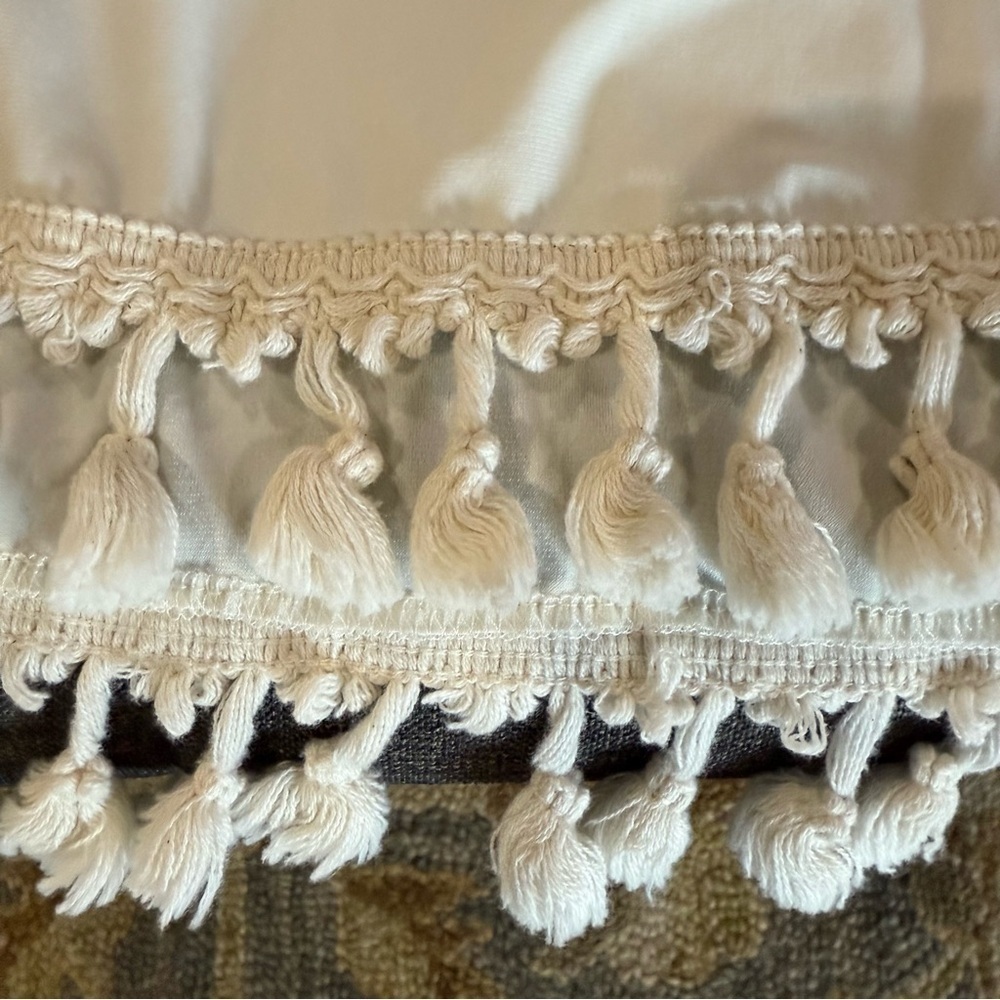Judith March “Lake Hair Don’t Care” Cream Fringed Tank Top Size Medium in EUC. - Picture 7 of 9